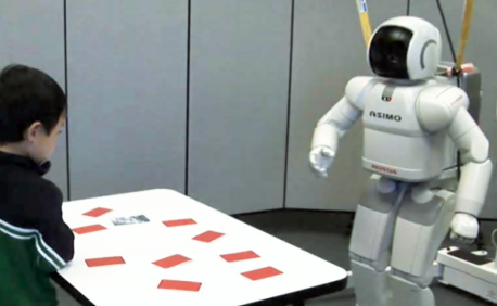 ASIMO playing card games with kids