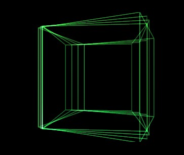 Four WireFrame cubes combined with fading effects.