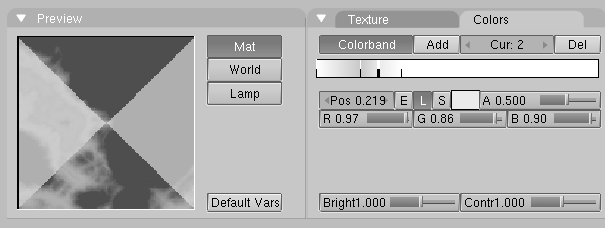 Cloud texture settings.