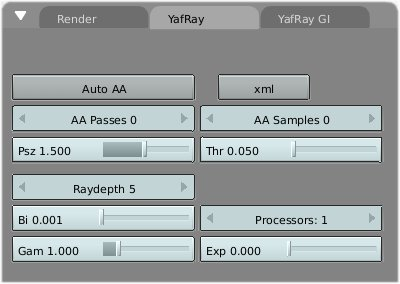 The Yafray tab.