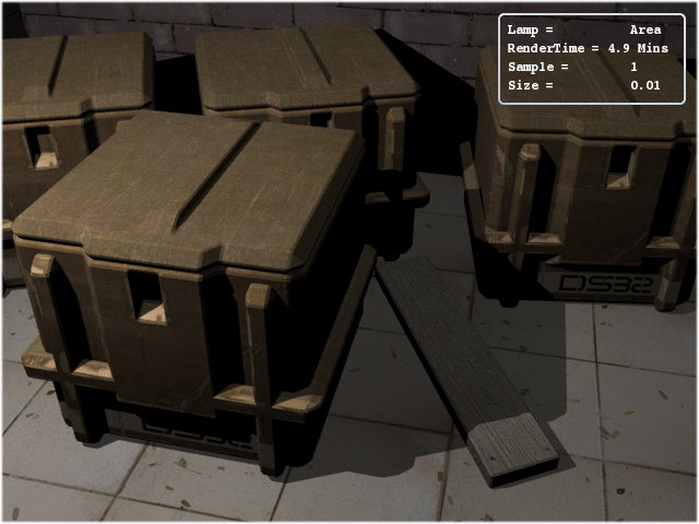 The basic render from Area Light at default setting and value of 4.