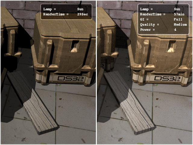 Using Full GI increases the time as well as realism.