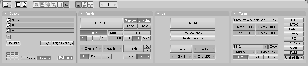 Rendering options in the RenderingButtons.