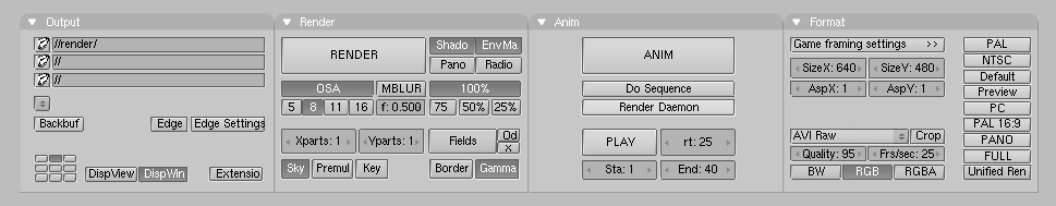 Setting the Rendering Buttons for an animation.