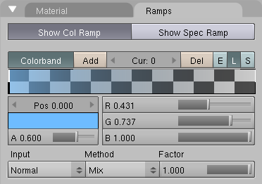 Ramp Shader settings.