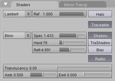 Shader settings.