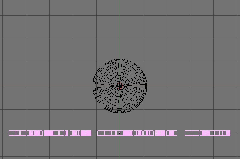 Top view of text and sphere