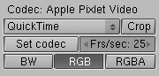 AVI Codec settings.