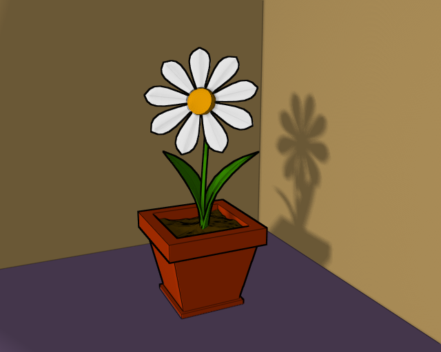 Scene re-rendered with toon edge set.