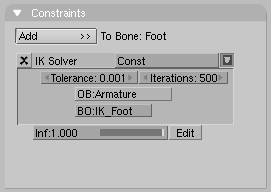 Assigning the IK constraint.