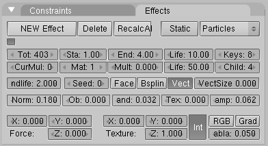 Particle system for the sparks