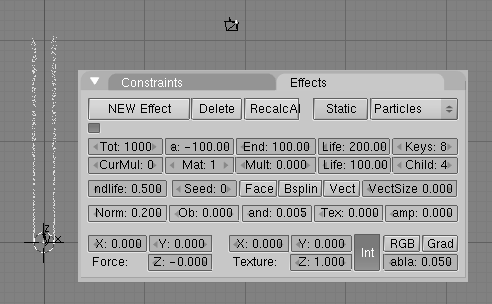Particle settings