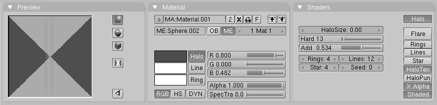 Material settings
