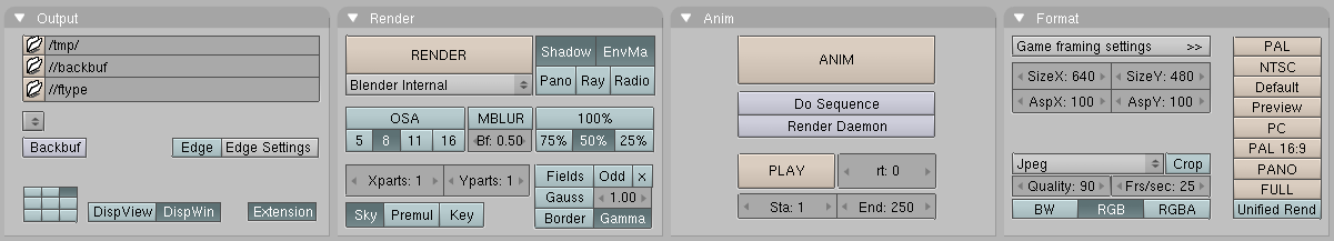 The Rendering Buttons window