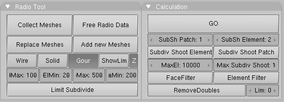 Radiosity settings.